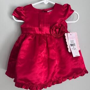NWT CHAPS 3 Month Baby Girl Red Satin Dress